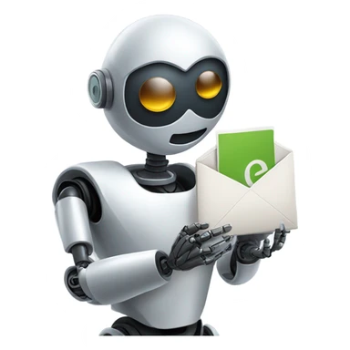 robot carrying email icon in hands sticker