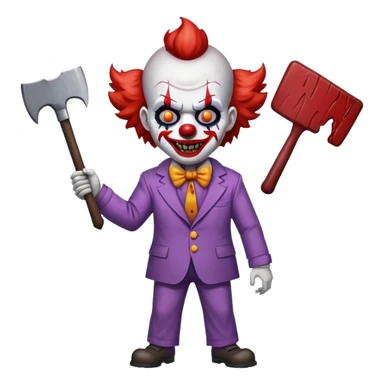 demonic clown wearing a leisure suit with accessories sticker