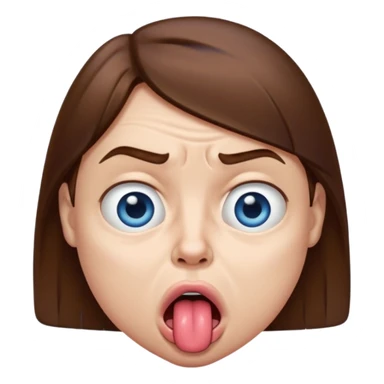 Quelqun de blan brun au yeux bleu qui tire la langue sur le coter de la bouche et regarde mal sticker