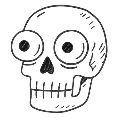 a skull with protruding eyes sticker