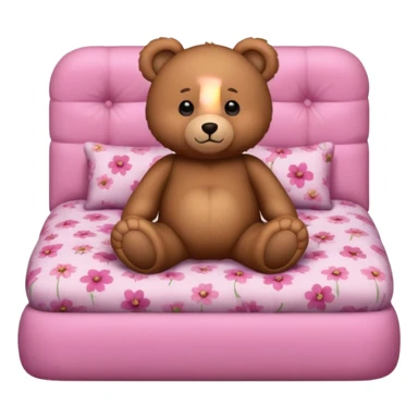 Brown Teddy bear in pink bed sticker