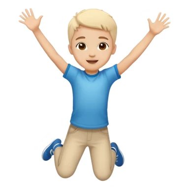 child jumping with arms up, cheerful and energetic, motion lines to show action sticker