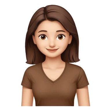 ipretty bratz emoji of alia bhatt wearing a V neck brown tshirt. She should look like Alia Bhatt sticker