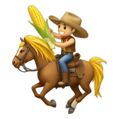 A cowboy riding a cob of corn sticker