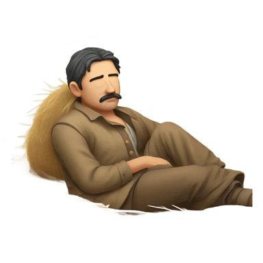 Peasant sleeping on hay bed  sticker