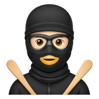 Create an emoji wearing a black ski mask not a creepy big smile though  sticker