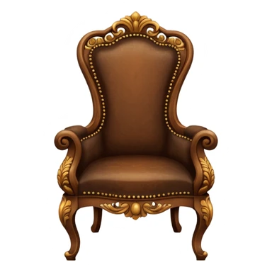 antique matrix brown chair, front view, ornate details, iPhone emoji style sticker