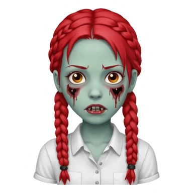 zombie girl with red braids and white shirt sticker