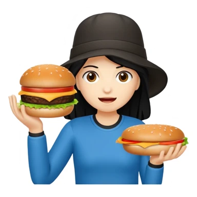 mach mir eine sportliche person mit schwarzen haaren die gerade offensichtlich heißhunger hat sticker