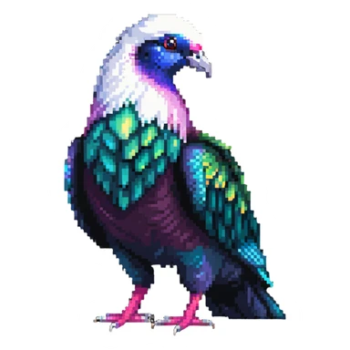 Nicobar pigeon with iridescent plumage and white tail sticker