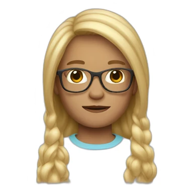 boy with blond long hairs and lenses in memoji style sticker