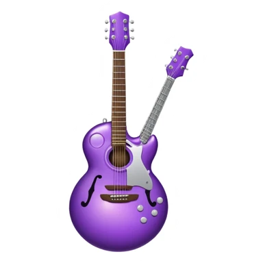 a purple Christmas ornament with a guitar sticker