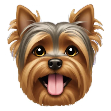 Brown Yorkie with tongue sticking out sticker