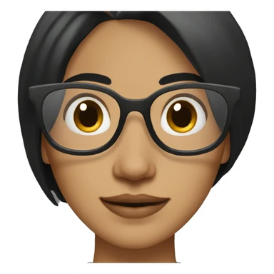 Woman with black hair and brown on the bottom with clear glasses sticker