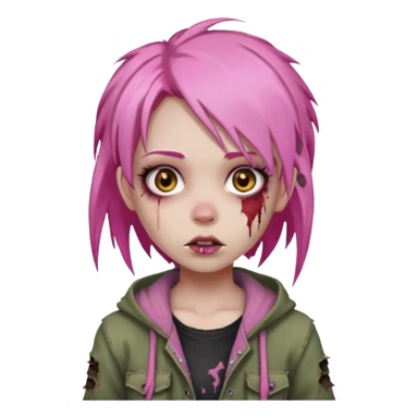Zumbi girl with Pink hair and brown eyes sticker