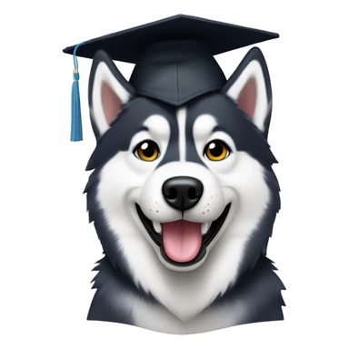 Husky with grad cap sticker