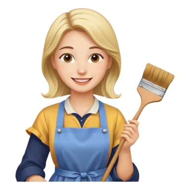 Young Women painting smilling tablier sticker