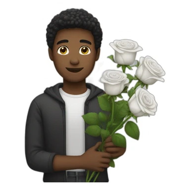 Guy holding black and white roses sticker