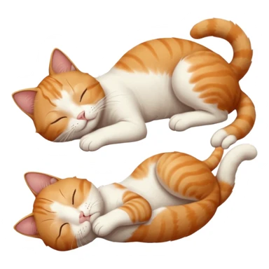 ginger and white small cat eyes closed lying down upside down with paws stretched out straight in different directions sticker