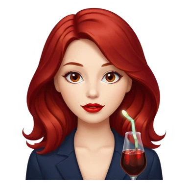 Draw a young glamorous woman with LONG cherry cola hair in a centre hair part styled slightly wavy sticker