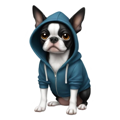 Boston terrier wearing a hoodie  sticker