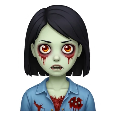 zombie girl with black hair sticker