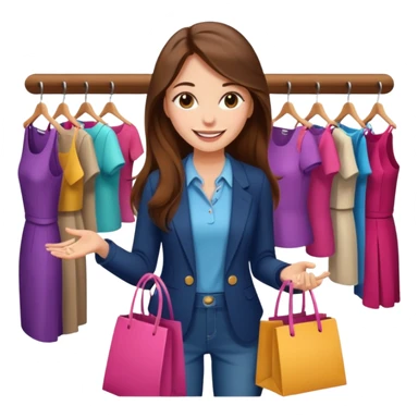 woman with long hair buys clothes in a store, shopping vibe sticker