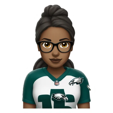 Brown skin girl with glasses in Philadelphia eagles clothes sticker