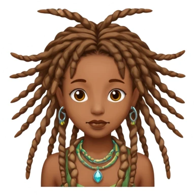 Brown skin fairy with locs with a septum piercing sticker