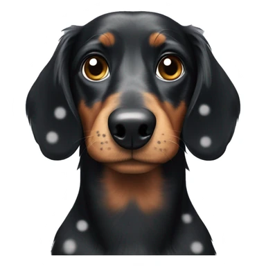Fluffy black dachshund face with grey spots sticker
