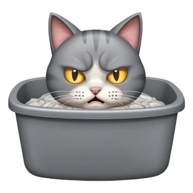 Angry cat in filthy litter box sticker