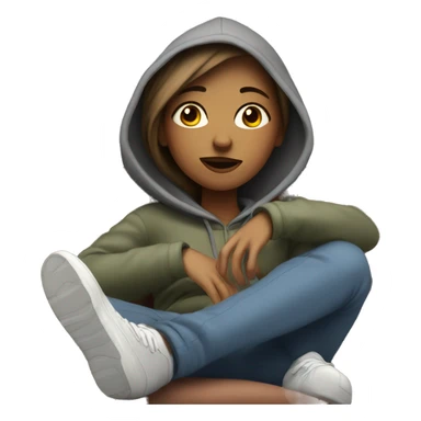 Girl wearing hoodie and chilling at the sofa sticker