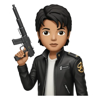 Micle Jackson holding a smg sticker