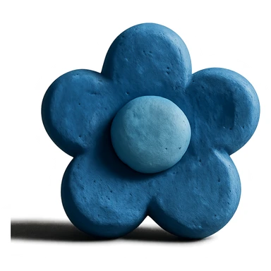 blue flower-shaped candy, isolated on a transparent background, claymation style sticker