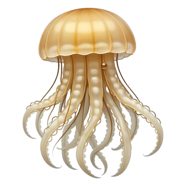 white beige jellyfish with translucent body and flowing tentacles sticker