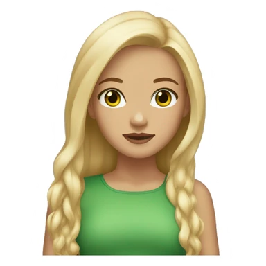 Girl light skin , green eyes, blonde- brown hair , long sticker