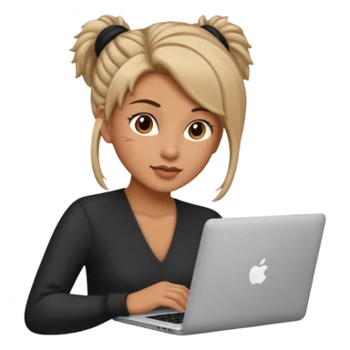 Women with laptop, different hair style. sticker