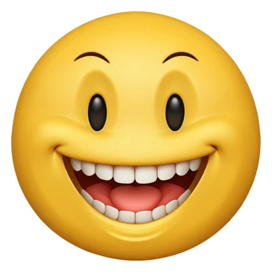 a yellow  smiley face with very big teeth like the trivago guy sticker