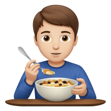 white man, brown hair, eating with a bowl sticker