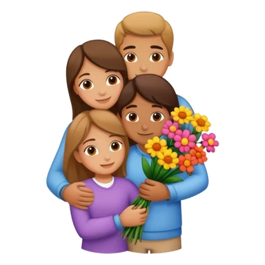 Guy holding flowers and girls hugging him sticker