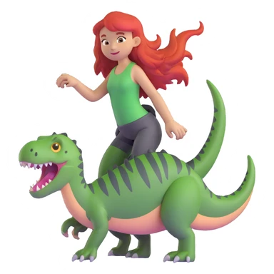 red-haired girl with a dinosaur tail and paws sticker