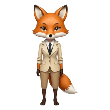 serious anthropomorphised female fox in stylish outfit, no sunglasses, very sad and crying, looking to the left, full-body view sticker