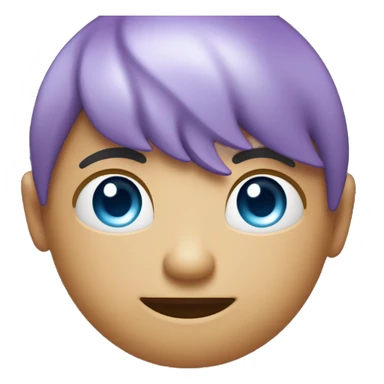 Design an emoji for Oria with a circular face, soft purple-blue gradients, a cheerful smile, sparkly eyes, and a glowing halo or orbiting dots. Add a stylized “O” and subtle circuit patterns to reflect its AI-powered identity. sticker