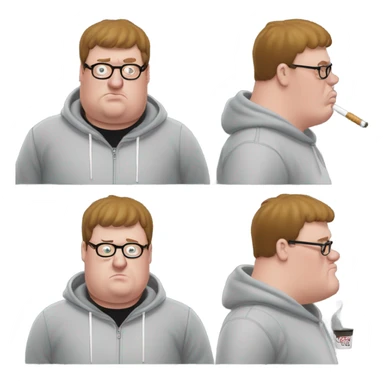 peter griffin smoking a cigarette and wearing a balenciaga hoodie sticker