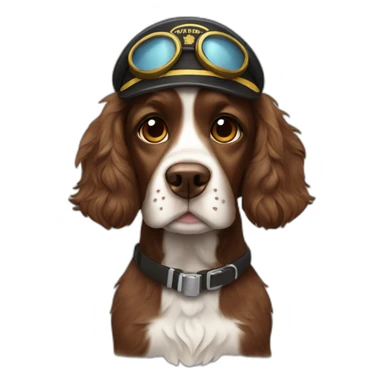 brown spaniel dressed as pilot sticker