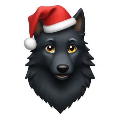 Black wolf with christmas hat sticker