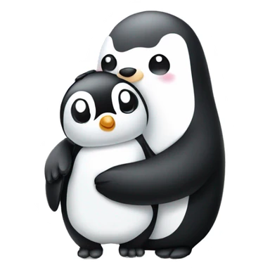 Cute penguin and cute panda hugging sticker