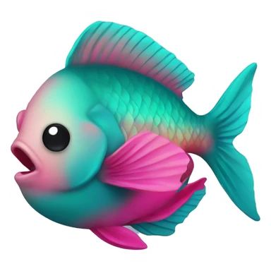 Teal and hot pink fish sticker