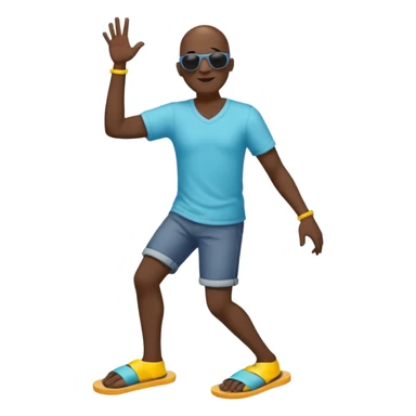  Black bald man with shades dancing in men’s flip flops  sticker
