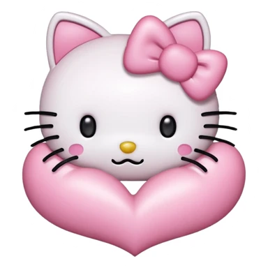 in love Hello Kitty emoticon, pink and white girly aesthetic, icon style sticker
